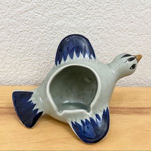 Vintage Noe Suro Mexican Pottery Folk Art Bird Hand-painted Ashtray